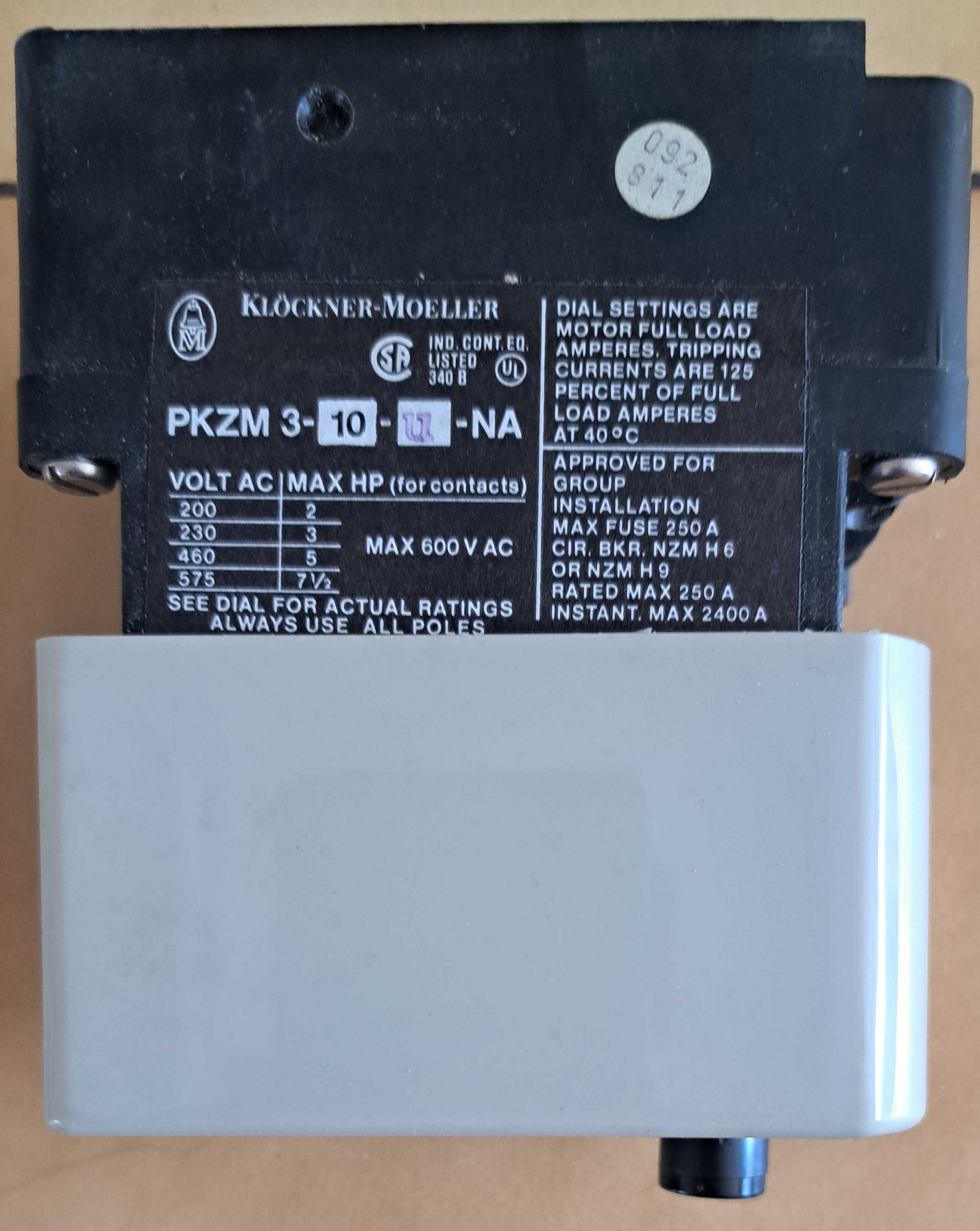 Wyłącznik silnikowy 3-fazowy KLOCKNER-MOELLER PKZM-3-10-u-NA
