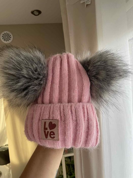 Czapka rozowa z uszami