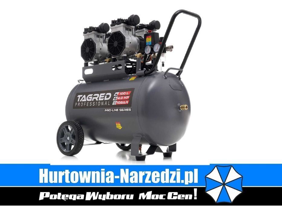 kompresor bezolejowy 10 BAR 100L 4 tłoki sprężarka bezolejowa 100L