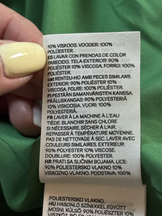H&M zielony długi  płaszcz prosty krój oversize 38