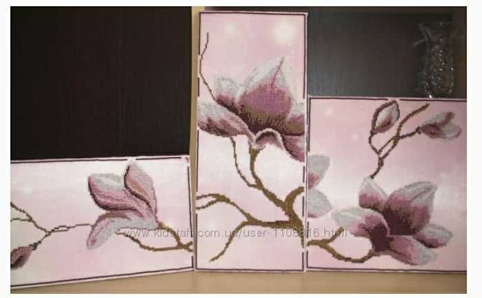 Картина вишита бісером Триптих Вишивка, ручная робота. Три картини в 1