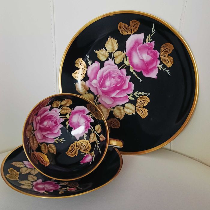 **filiżanka TRIO czarna porcelana Arzberg vs. R.Wächter 1960_1969