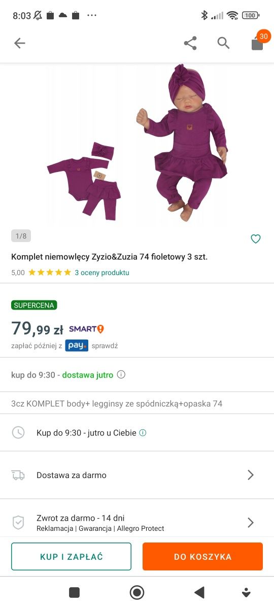 Komplet  jagodowy Zyzio&Zuzia