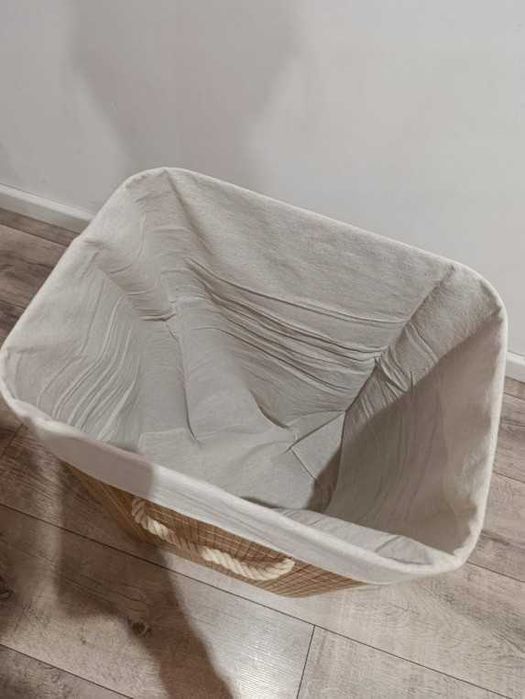 Kosz na pranie bambusowy 72L pokrywka duży pojemnik organizer bielizna