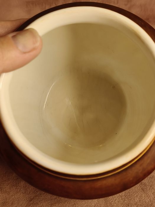 Stary ceramiczny pojemnik w kaszubskie kwiaty PRL 191