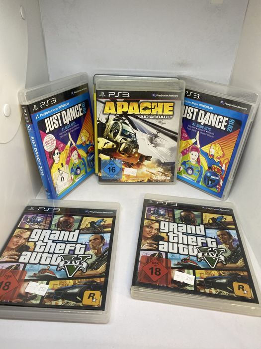 Gry PS3 Zestaw 6 sztuk Just Dance Mafia 2 GTA 5 Apache hurt