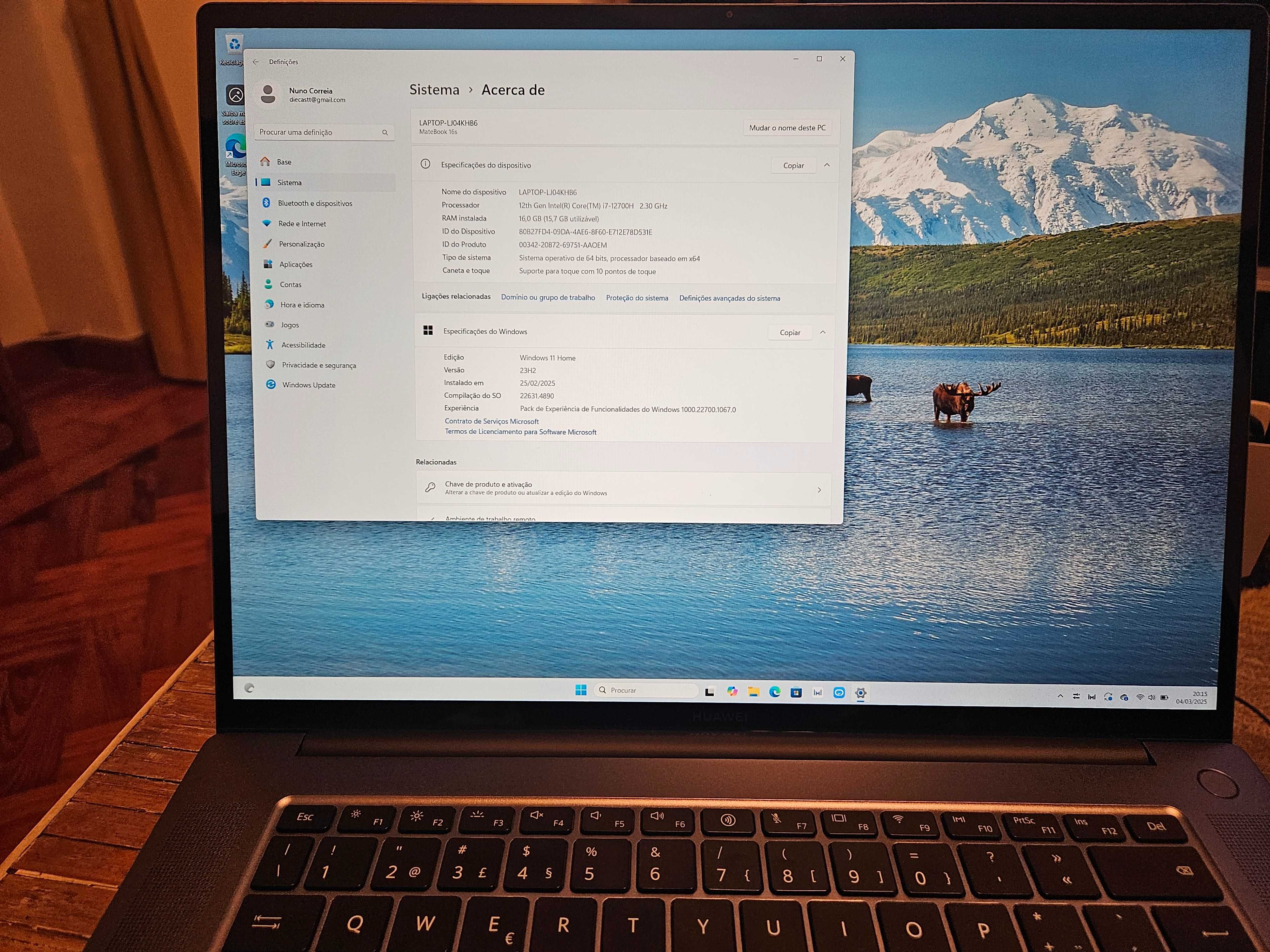 Huawei Matebook 16s (I6" 2.5K Touch/i7 12700H/16GB/1TB) c 3 anos garan