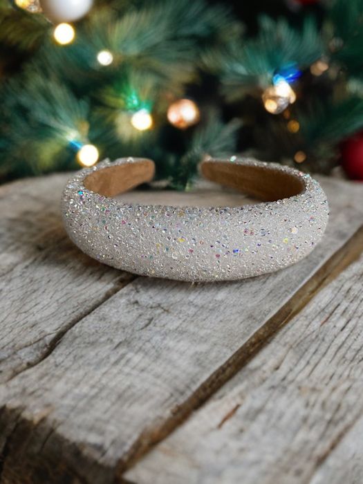 Opaska do włosów Luxury Crystal Pearl z cyrkoniami, Biel/White