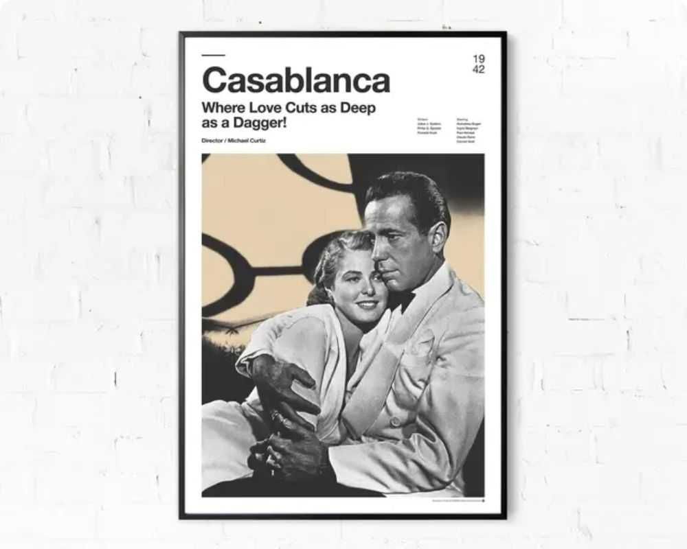 PIĘKNY plakat filmowy CASABLANCA płótno