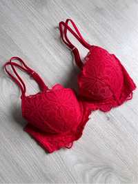 Stanik biustonosz 75D Victoria’s Secret czerwony pink koronka