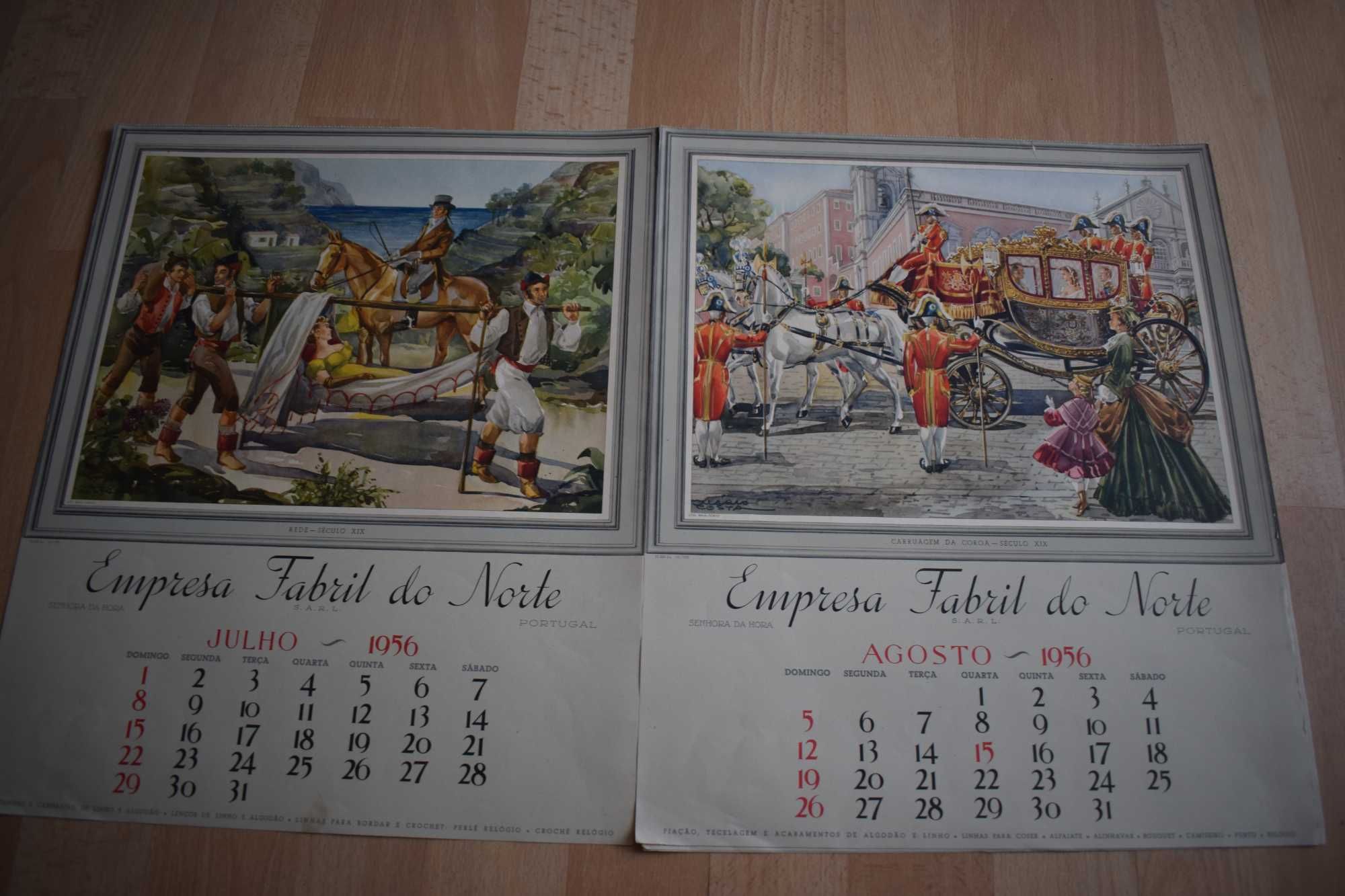 Calendário de parede de 1956