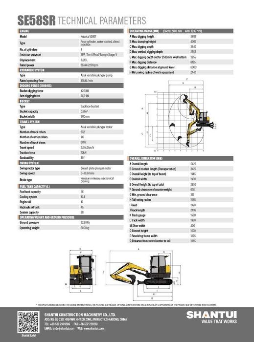 Koparka gąsienicowa Shantui 5,8 t Silnik Kubota 47 KM !!!