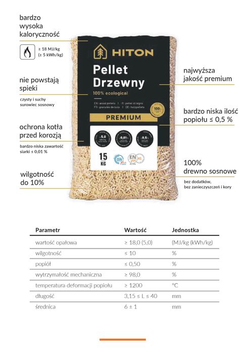 Pellet Hiton - certyfikat - najwyższa jakość  - dostawa Gratis*