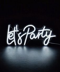 Neon LED Let’s party biały USB