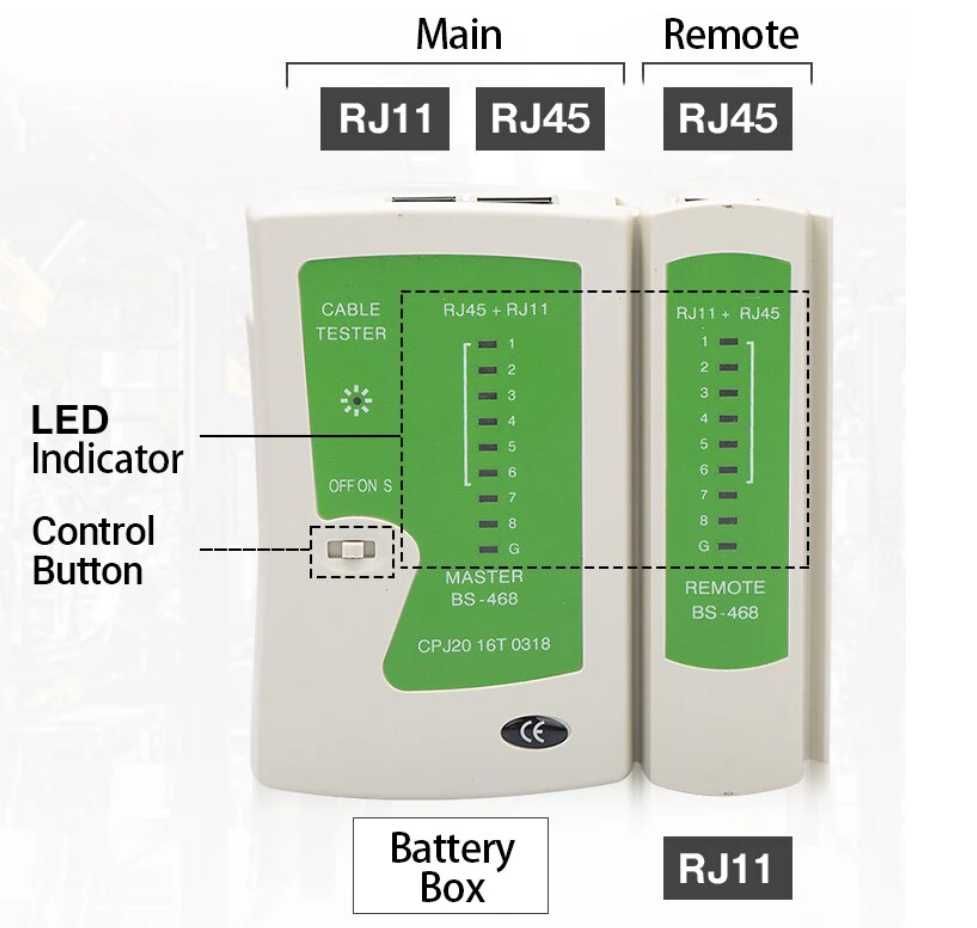 Тестер витой пары сети кабеля  RJ45 RJ11