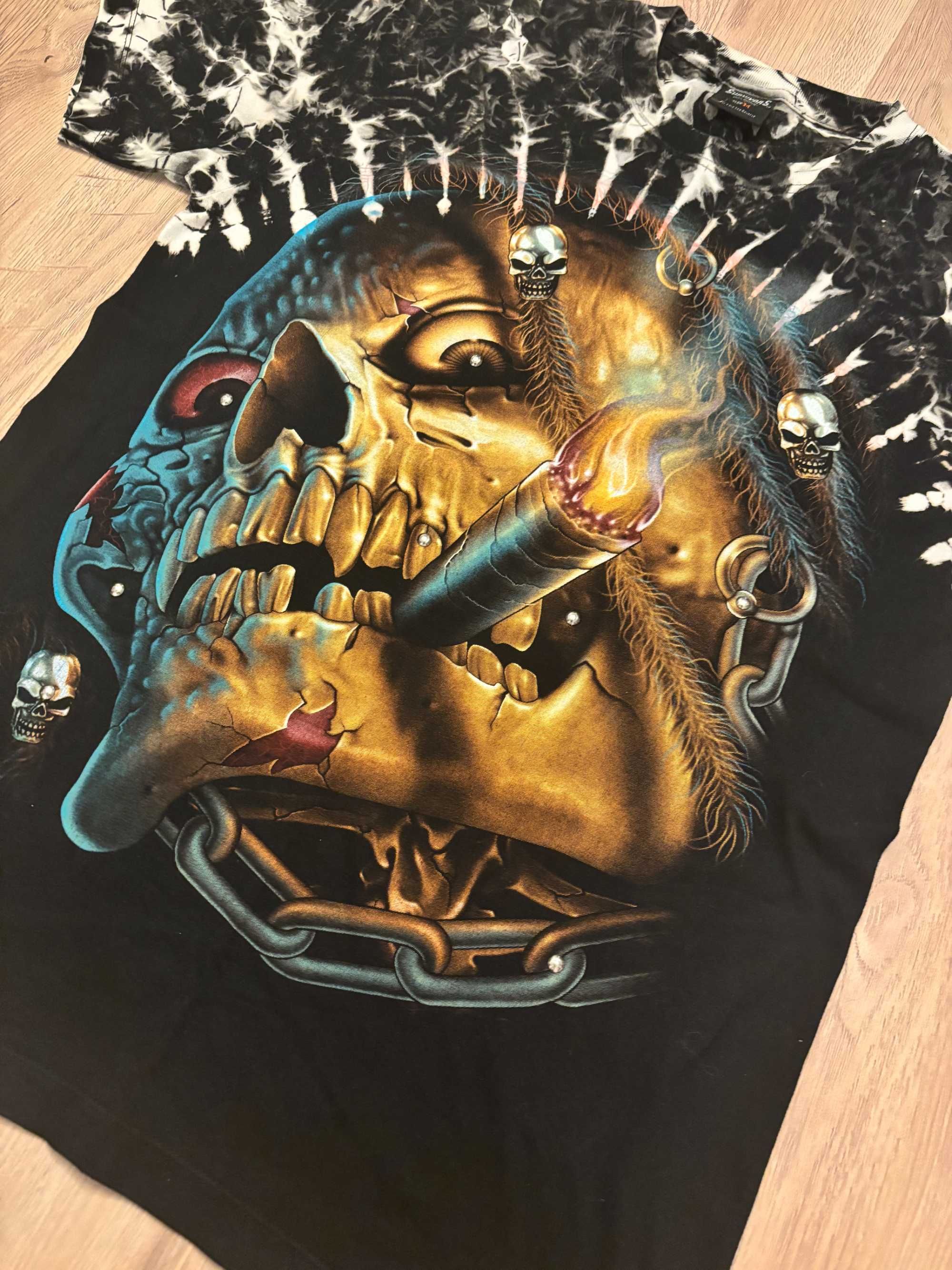 tshirt koszulka w stylu affliction z ćwiekami skull czaszka drain