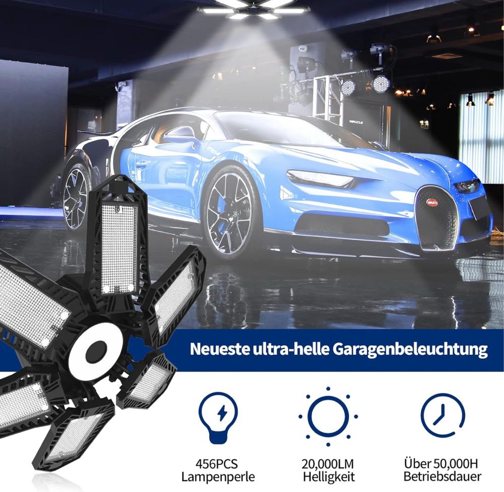 Rafow 200W LED Lampa warsztatowa Oświetlenie garażu 2 szt