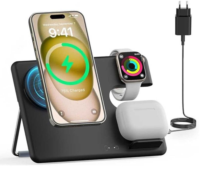 Ładowarka indukcyjna JoyGeek do MagSafe, stacja ładująca 3 w 1 iPhone