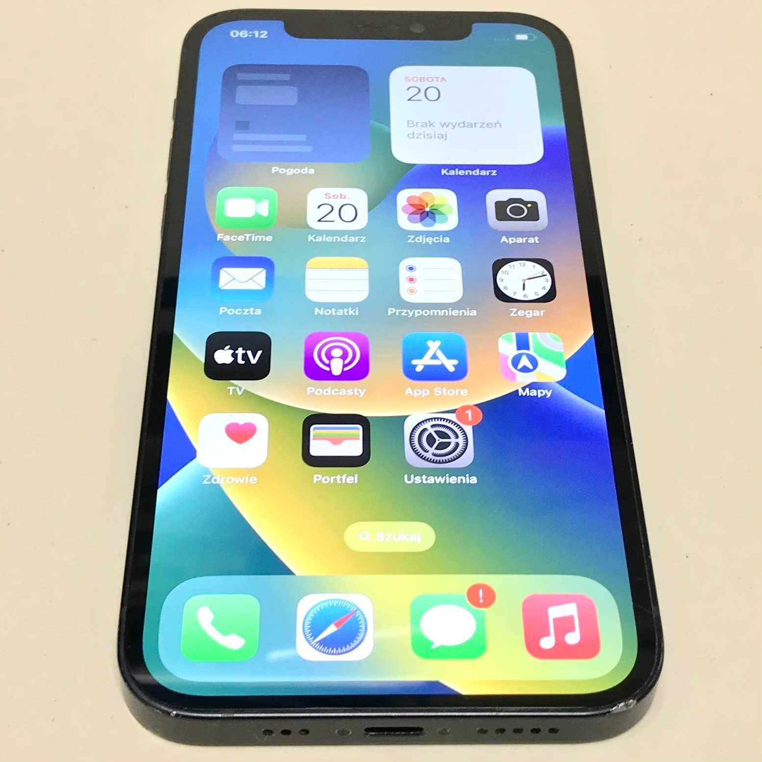 APPLE iPhone 12 64GB czarny PUDEŁKO smartfon Bateria 86%