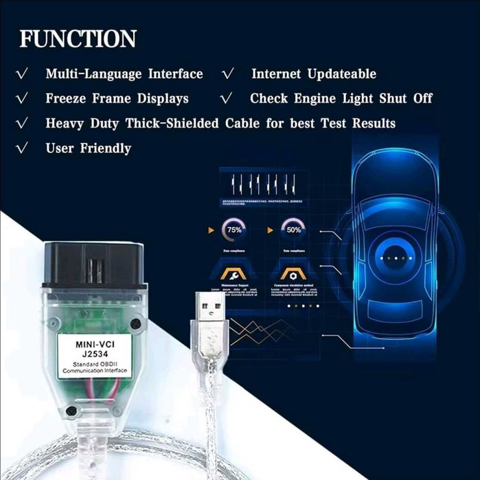 Kabel USB Mini VCI J2534 Chip