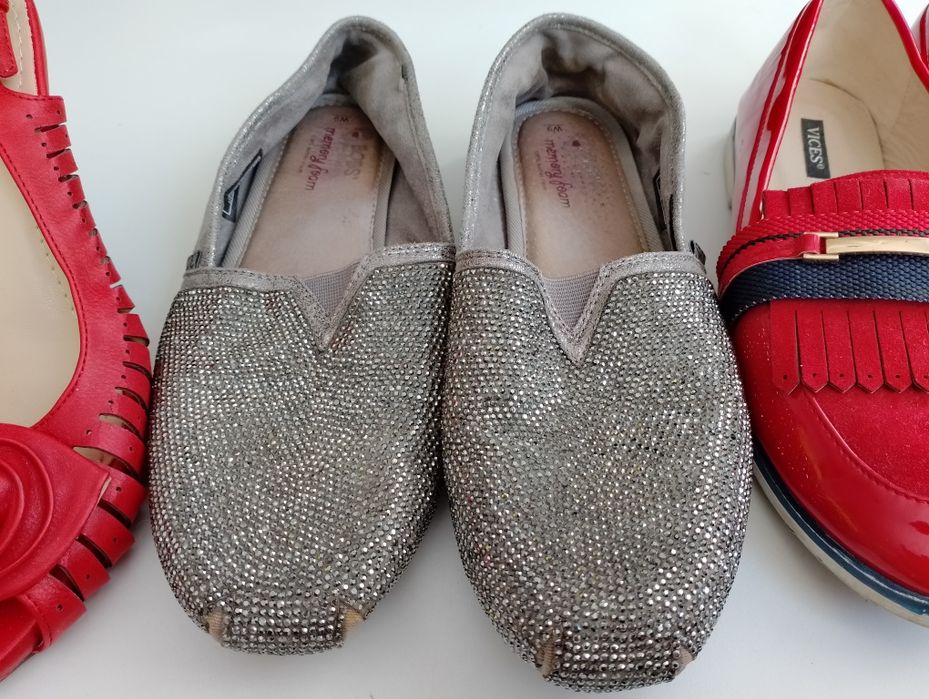 Zestaw buty espadryle półbuty na obcasie kryształki