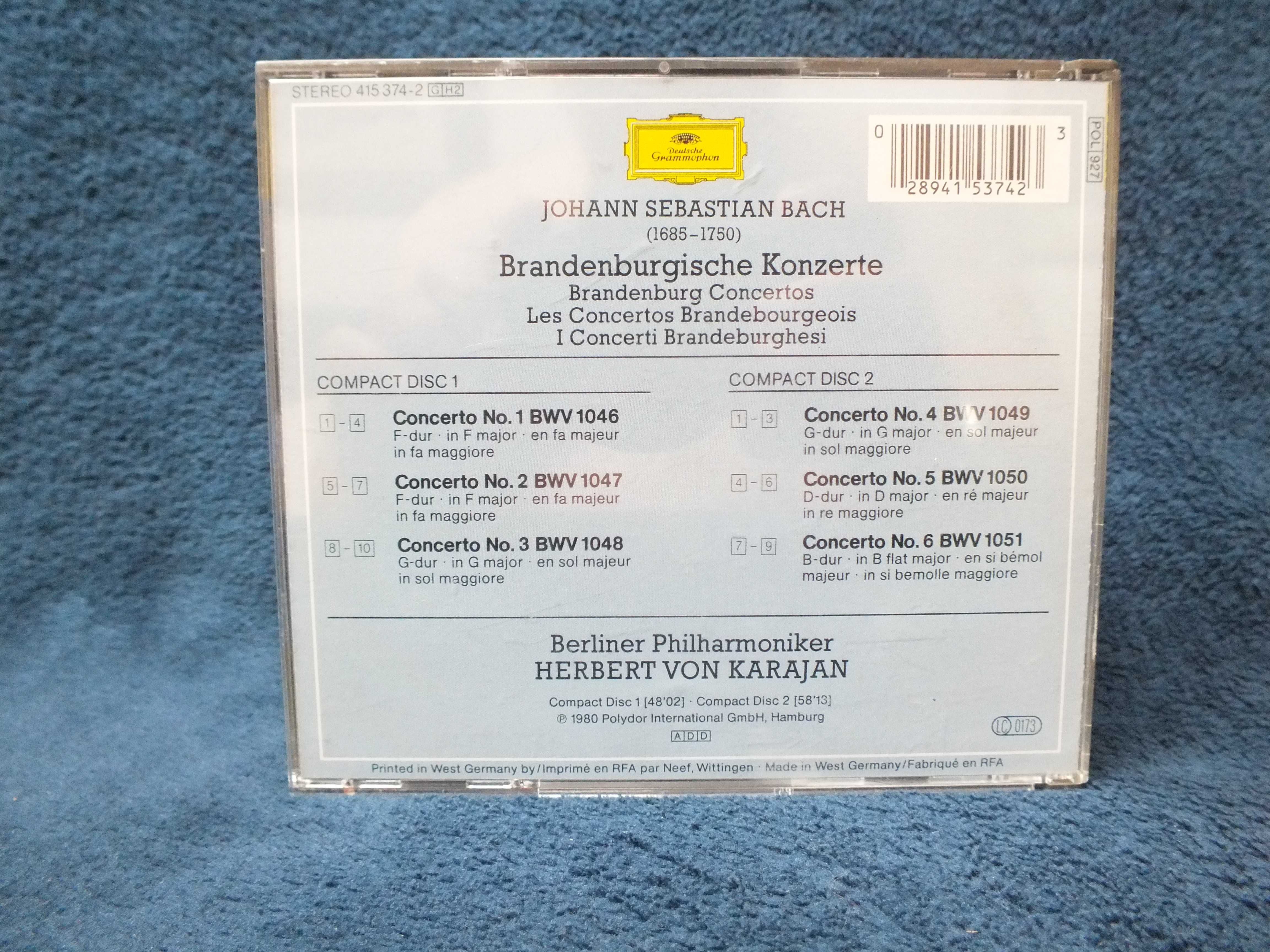 Herbert von Karajan J.S.BACH Brandenburgische Konzerte 2CD