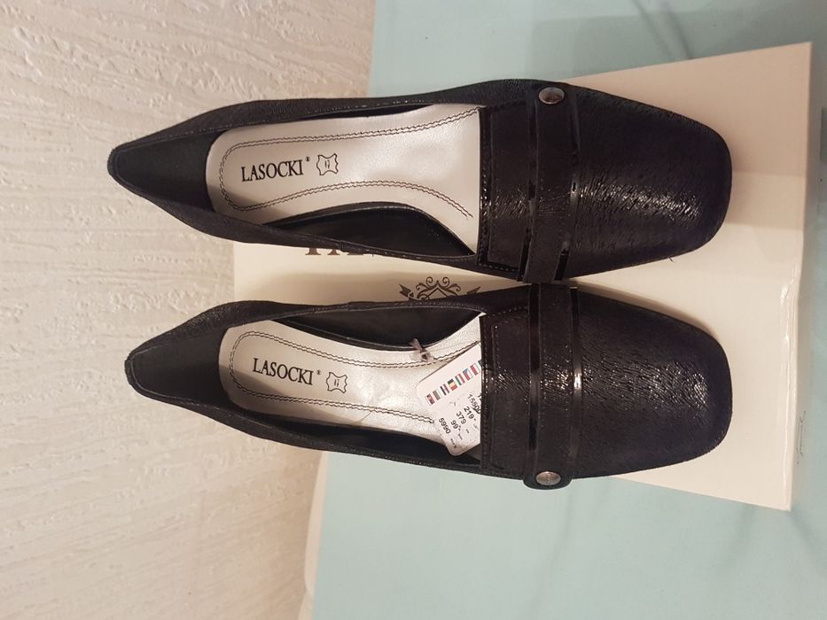 Nowe buty na obcasie LASOCKI 36 skorzane czarne oryginalne eleganckie