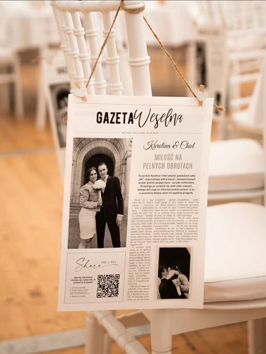 Gazeta Weselna, pamiątka weselna, druk, przesyłka, GAZETKA,