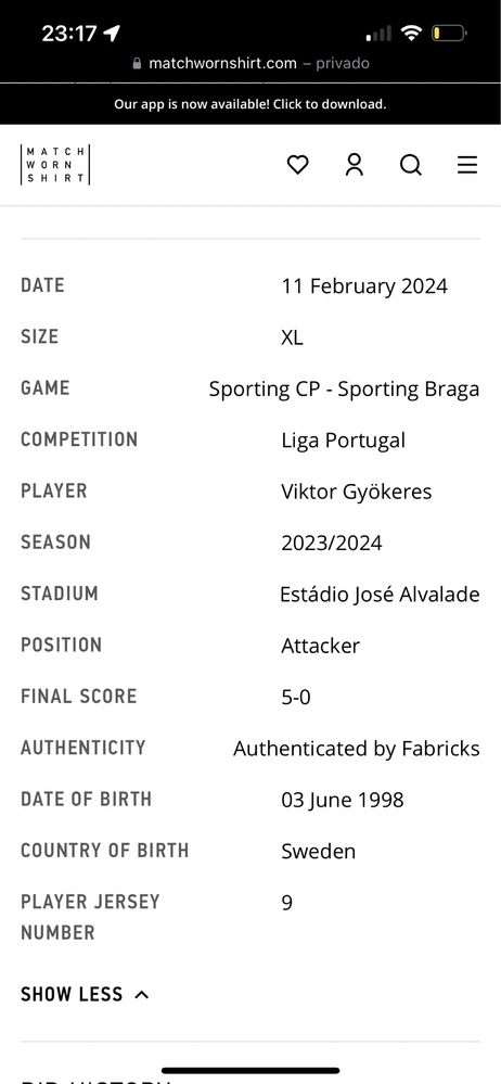 T-shirt Gyokeres usada em jogo, autografada e emoldurada