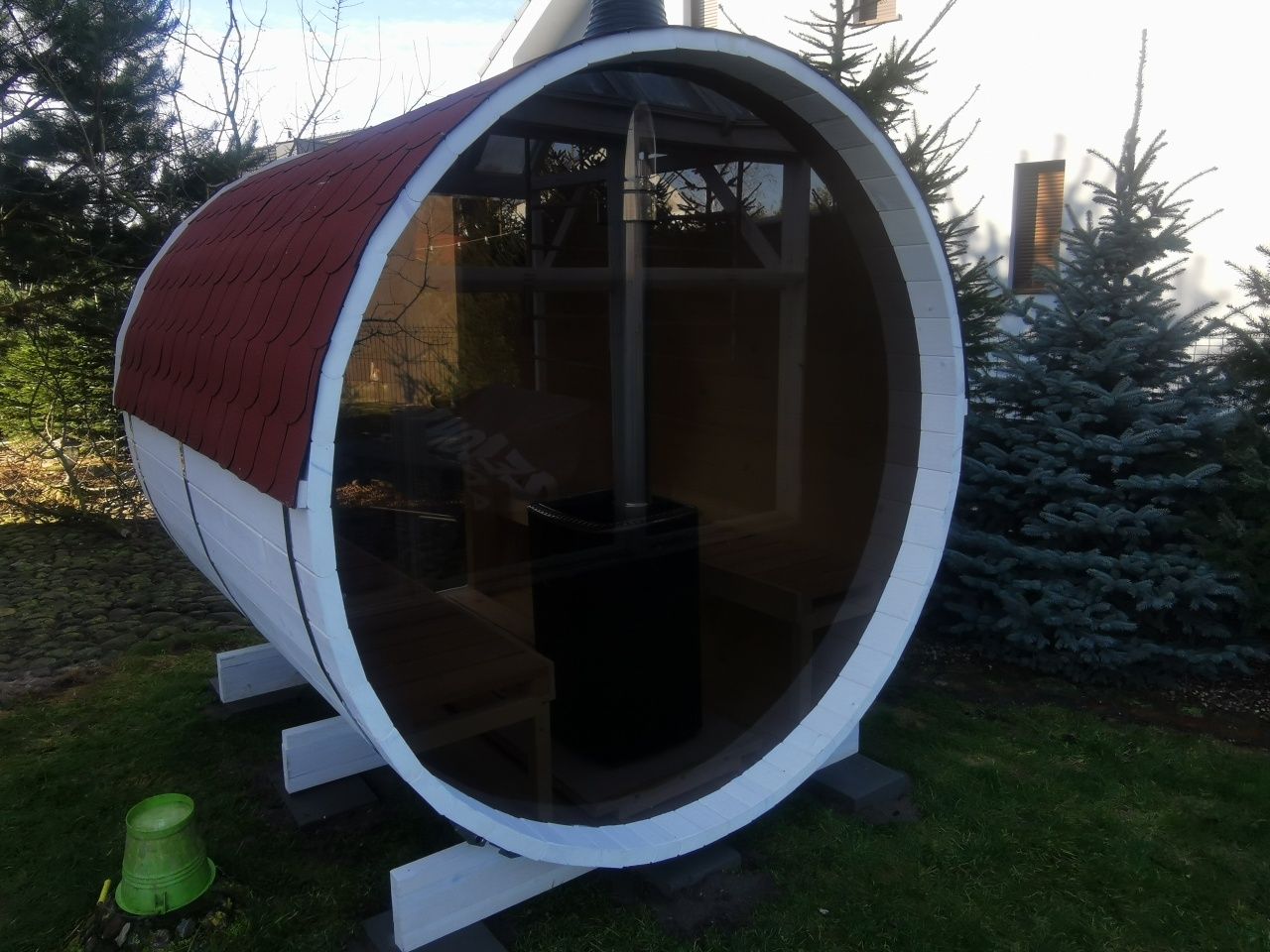 Sauna ogrodowa Pełna panorama 2,5x2,1 Piec +akcesoria!