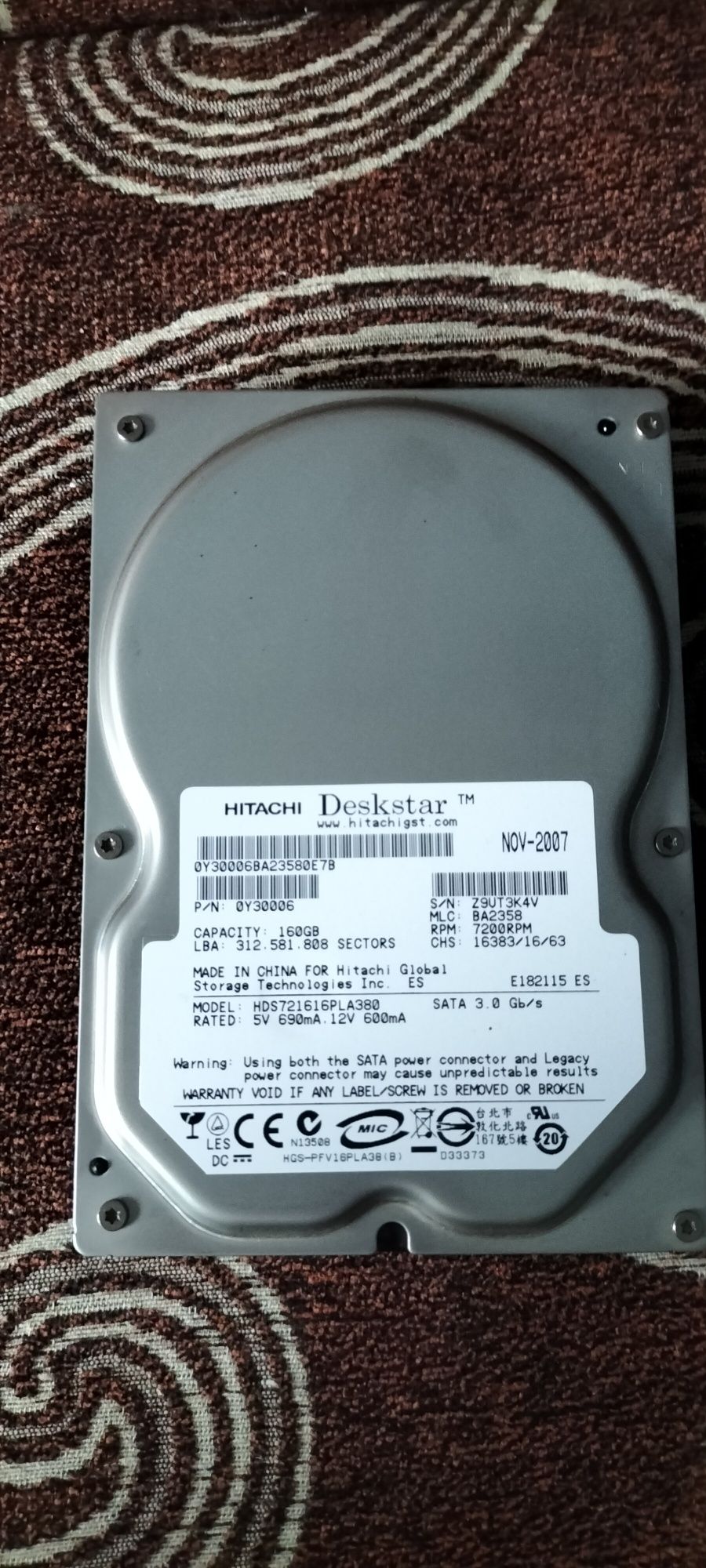 dysk HDD HITACHI Deskstar 160 GB SATA 3gb/s