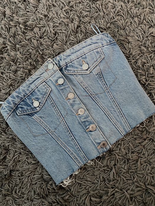 Трендовий джинсовий топ ZARA без бретелей