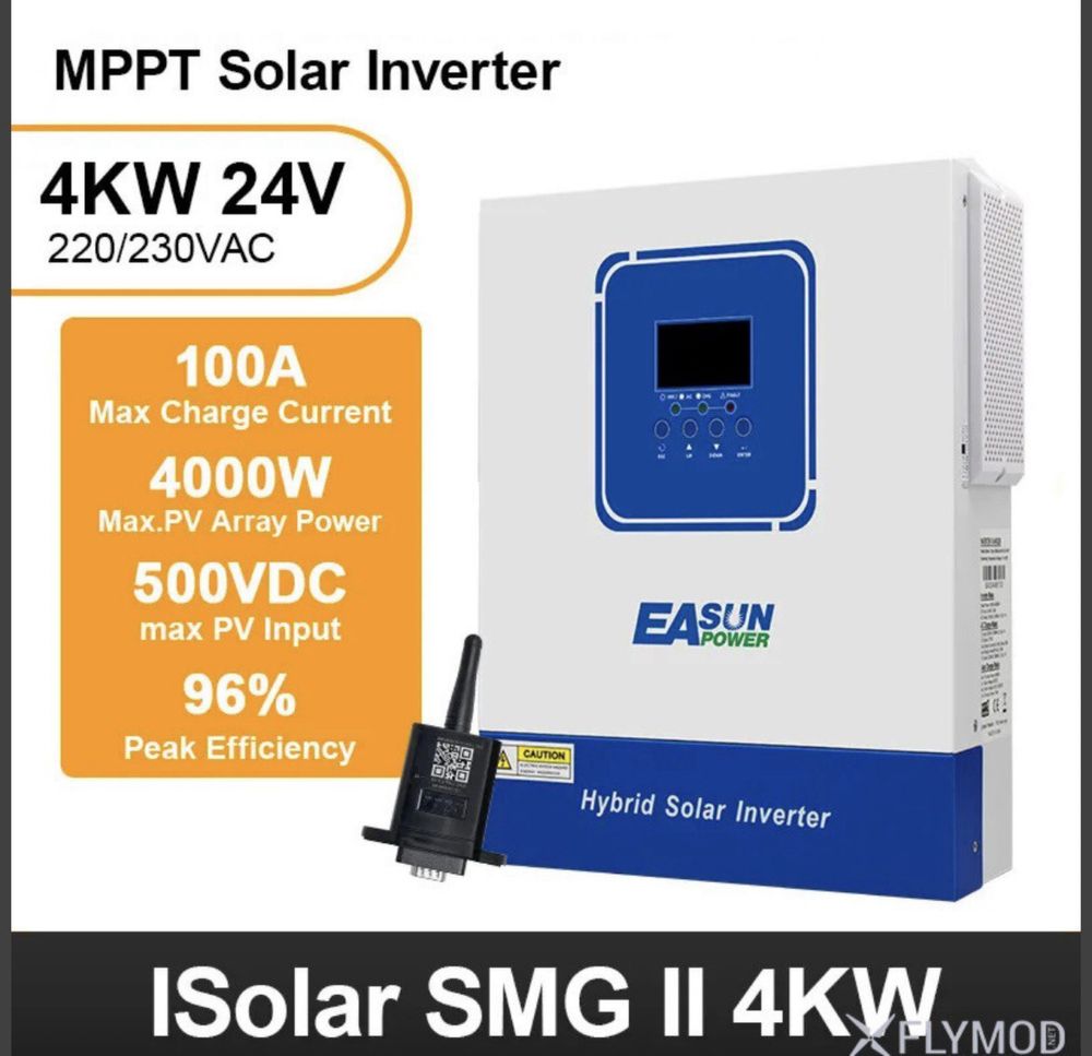 Гібридний сонячний інвертор EASUN 4KW 24V 100А з WiFi