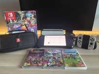 Nintendo switch OLED + 3 gry + pady