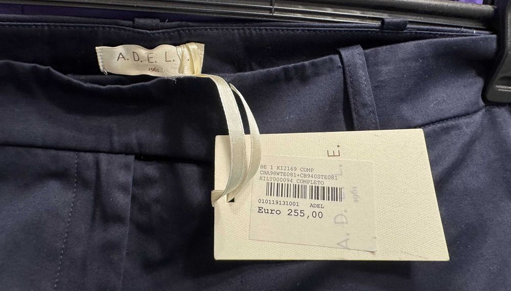 NOWE granatowe spodnie cygaretki 7/8 bawełna kant 44/46 ADELE