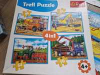 Zestaw 5 szt Puzzle Koparka Betoniarka  Dźwig plac budowy Trefl 4 lata