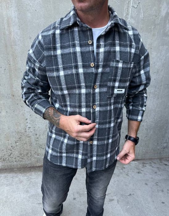 ‼️Чоловіча байкова сорочка в клітинку. Р.46-48, 50-52, 54-56