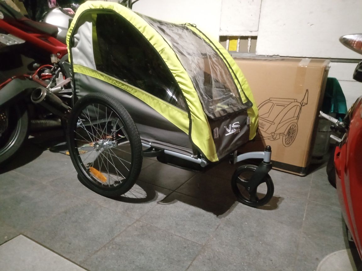 Wózek rowerowy/spacerówka dla dwóch dzieci.  Nowy