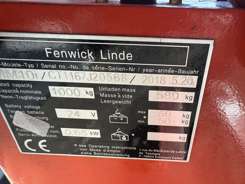 Paleciak elektryczny Linde M 10 i 2018 r 200 cm 1000 kg mały paleciak