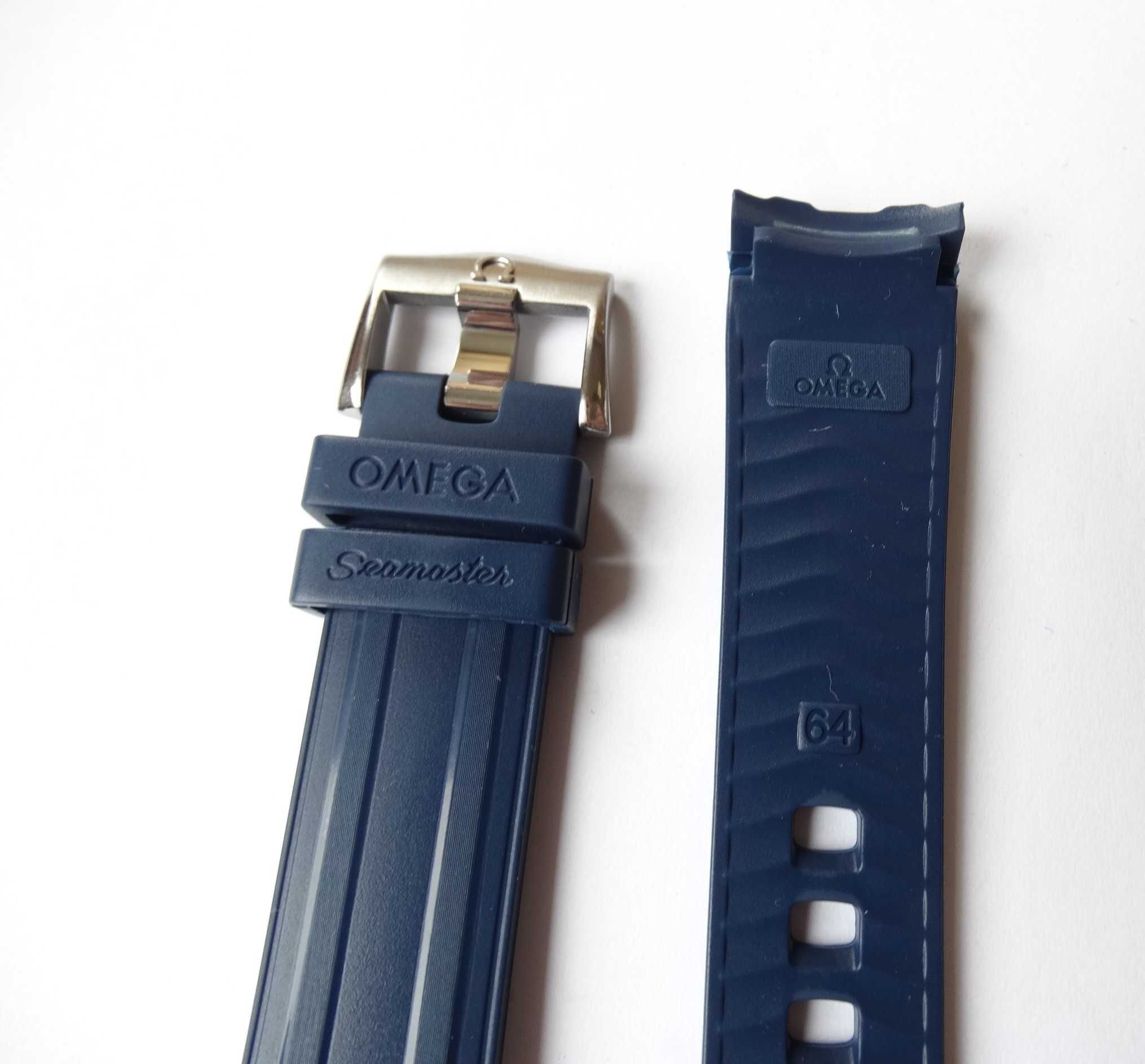 Pasek silikonowy 20mm do zegarka Omega Seamaster granatowy gumowy