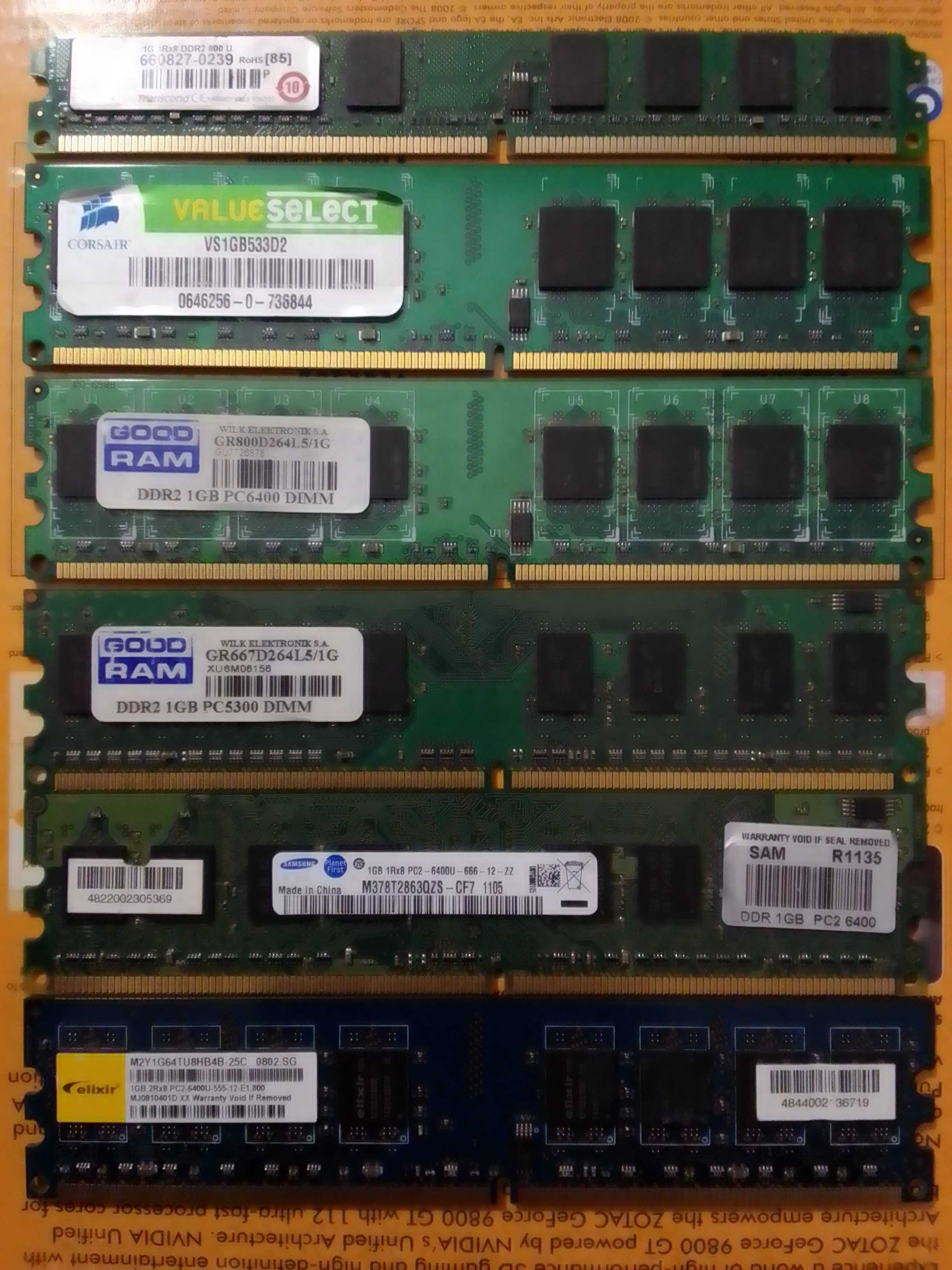 Оперативная память DDR2 1Gb 6 штук