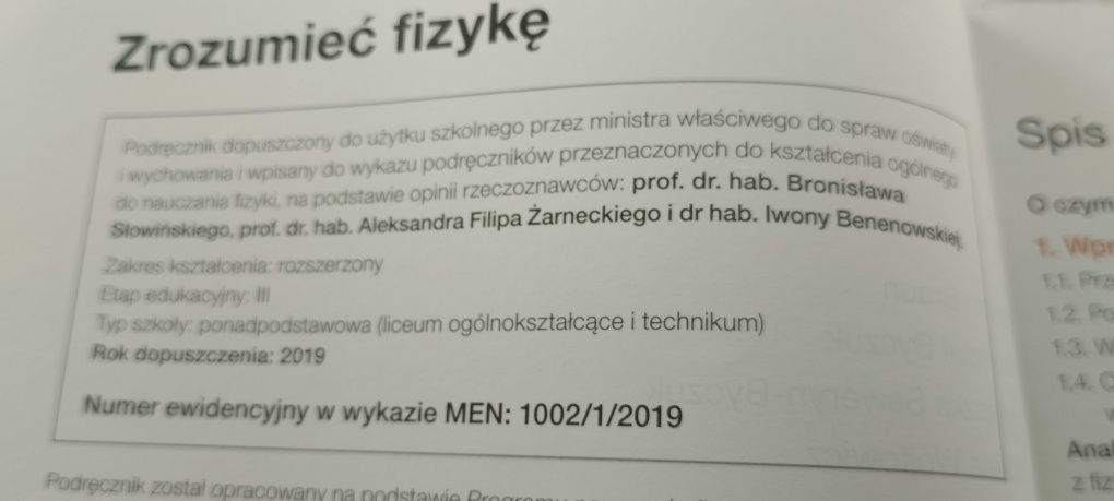 Podręcznik do fizyki "zrozumieć fizykę 1" zakres rozszerzony
