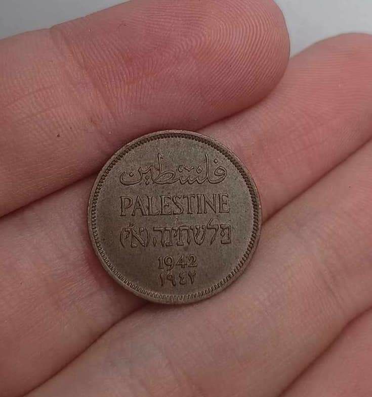 Palestyna Brytyjska Palestyna---1 Mil 1942, brąz, waga 3 23 g