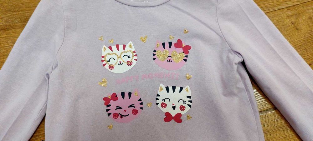 Koszulka dziewczęca na długi rękaw, Kotki, fioletowa r. 98, 96-101, 3L