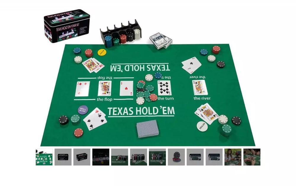 Zestaw do pokera 200 żetonów z matą i kartami. QUINT. Nowy Produkt