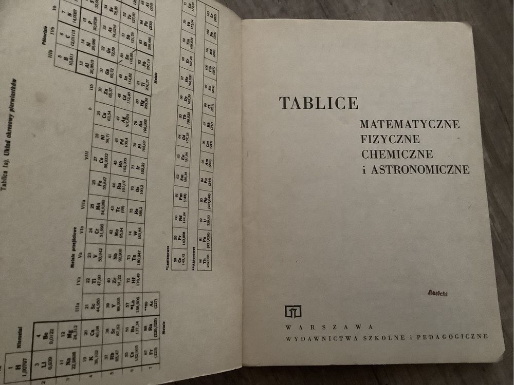 Tablice matematyczne fizyczne chemiczne i astronomiczne