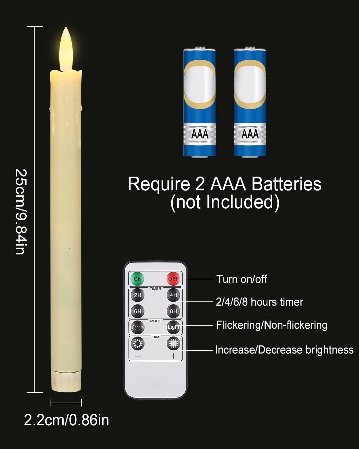 Świece świeczki Led RGB pilot 6szt ruchomy płomień