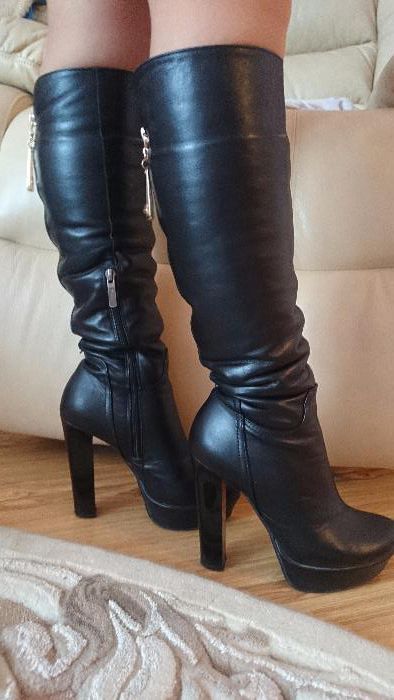 Шкіряні зимові чоботи сапоги кожаные зимние ботинки женские ботфорды