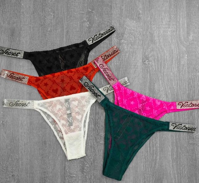 Жіночі трусики Victoria's Secret прописні зі стразами стрінги бразиліа