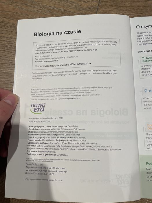 Podręcznik Biologia na czasie nowa era zakres podstawowy dla klasy 1